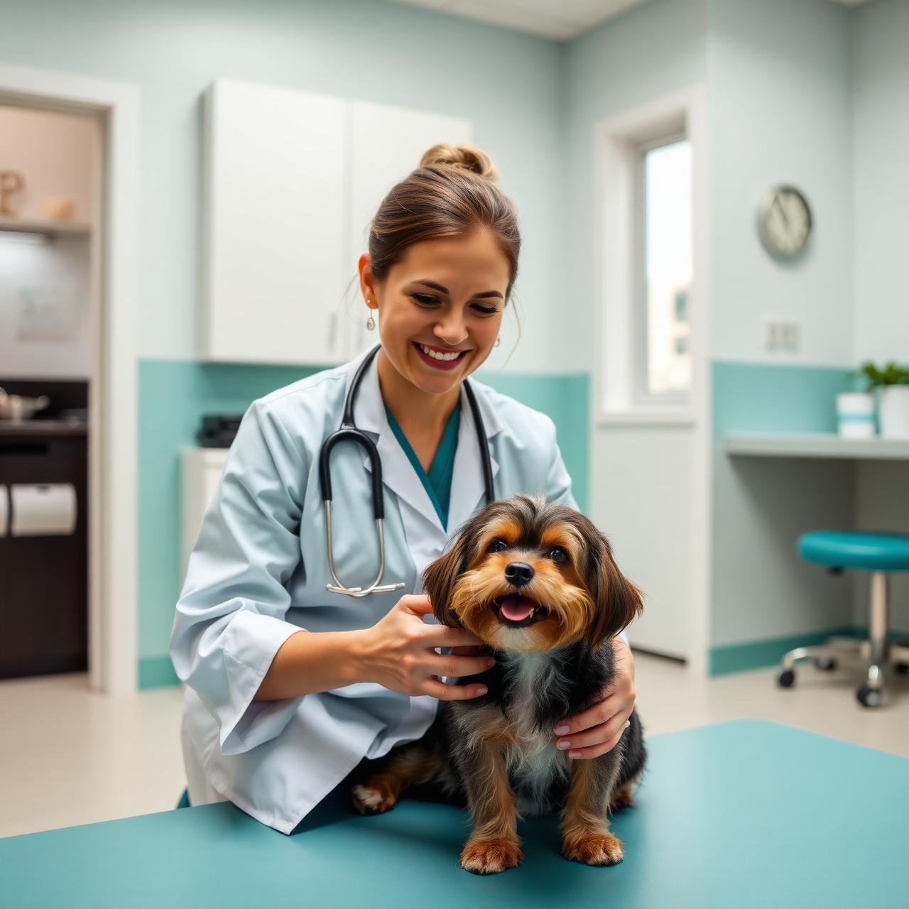 Veterinarian with a happy dog